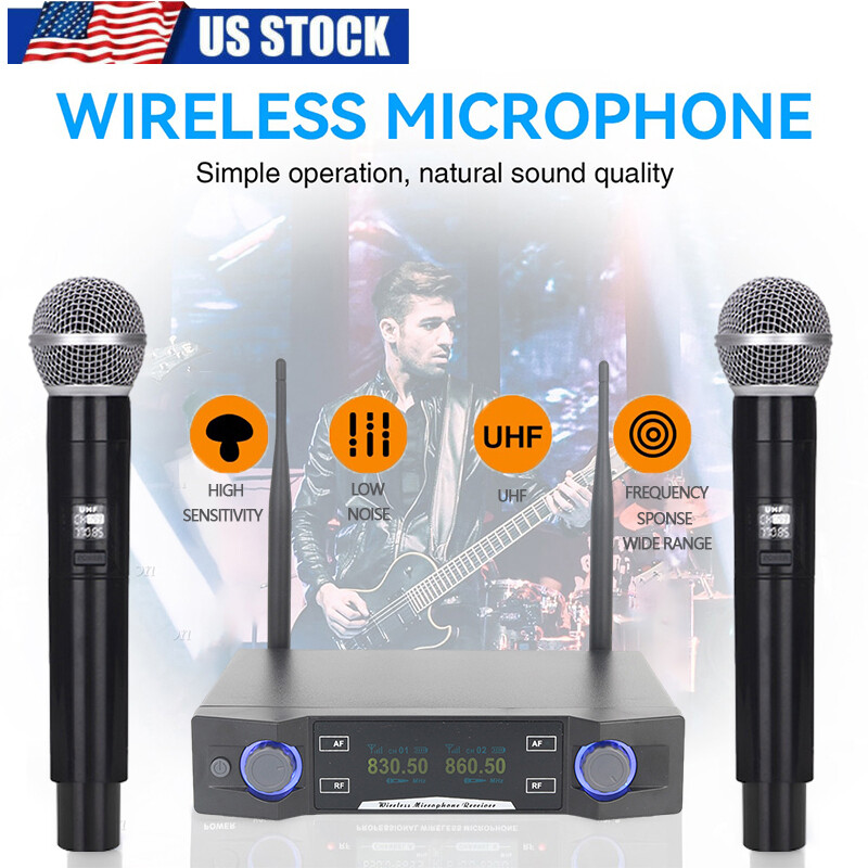 Professional 2 Channel UHF Wireless Dual Microphone Cordless
