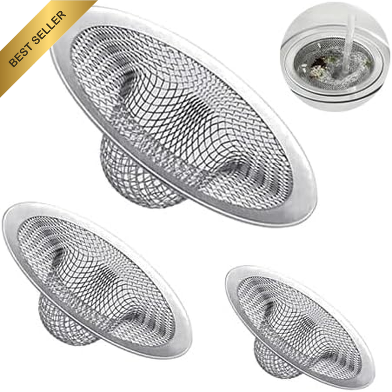 3-Pack Assorted Sink Strainer (5.5/7/9Cm) for Kitchen, Bath & Laundry, Stainless