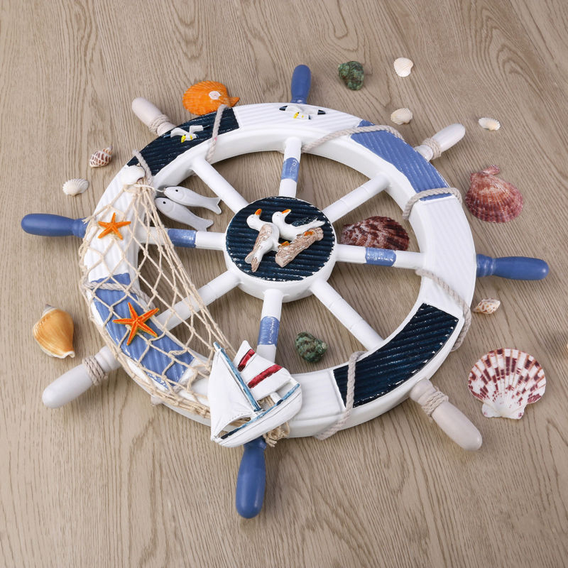18'' Nautical Anchor Pine Boat Ship Steering Wheel Fishing ...