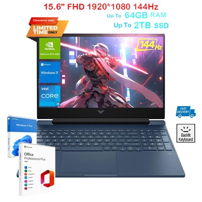 HP Victus Gaming 15.6''Laptop,Intel i5 RTX 4050 Upto 64GB RAM 2TB+Microsoft21+W11