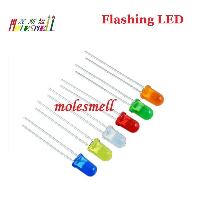 5mm Flash Led Red Yellow Blue Green White Orange Diffused Flashing Leds Diodes