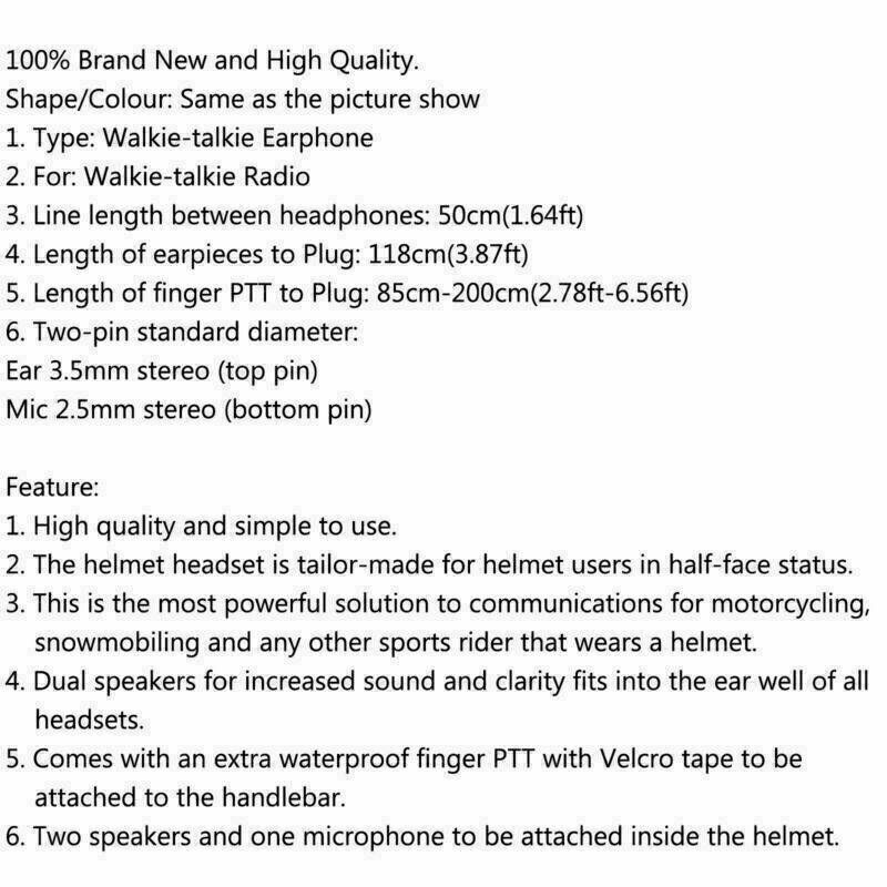 Finger P Motorcycle Helmet Headset MIC for Radio Kenwood Retevis TYT Baofeng S7