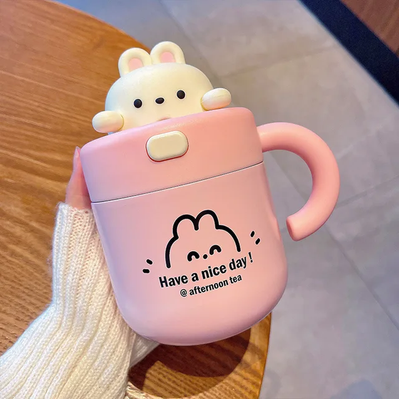 Kawaii Bear Coffee Thermal Cup Insulated Tumbler for Hot Cold Drinks Water Tea T