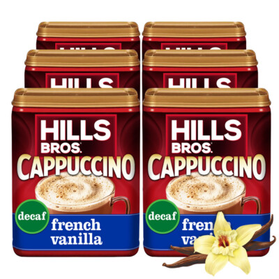 Hills Bros.&reg; Cappuccino, Decaf French Vanilla, Case of 6 - 