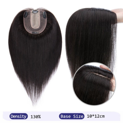 Virgin Human Hair Topper Skin Base Toupee Silk Top Hairpiece Wiglet Thin Hair US