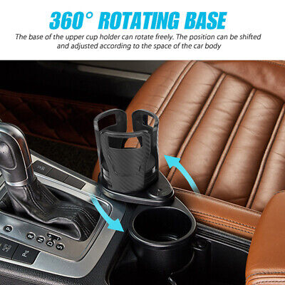 ::2-in-1 Car Dual Cup Holder All Purpose Bottle Bowl Organizer 360°Rotating