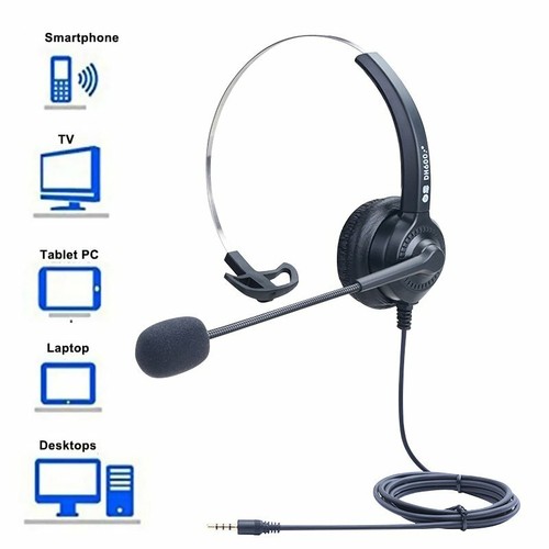 Call Center Headset mit Mikrofon Telefonist Kopfhörer Für TV PC Telefone Büro DE