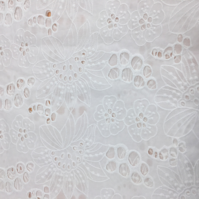 1M Bestickt Blumen Baumwolle Stoff für Kleid Hemd Nähen Basteln DIY Material