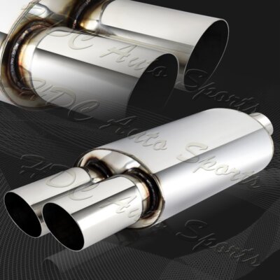 3'' Dual Slant Tip Stainless Steel 3'' Inlet Weld-on Exhaust Muffler Universal