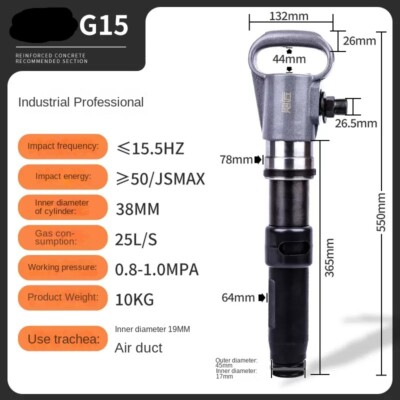 Hand Held Air Pick Hammer G20 Mining Pneumatic Rock Drill Portable Jack Hammer