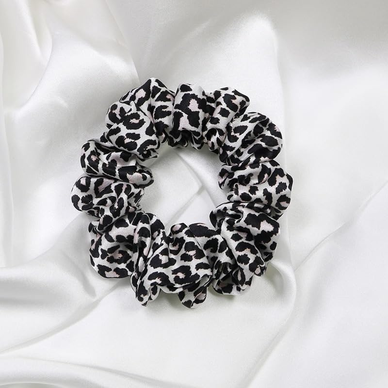100% Pure Mulberry Silk Pink Leopard Scrunchies Hair Care, 3.0CM Width Hair Ties