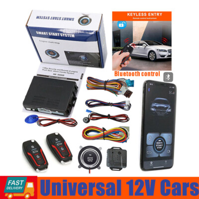 Keyless Entry Engine Start Alarm System Push Button Remote Control Kit Car 12V