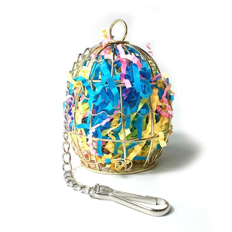 Metal Basket Bird Shredder Toy Cage Feeder  Parrot Foraging Hanging Container