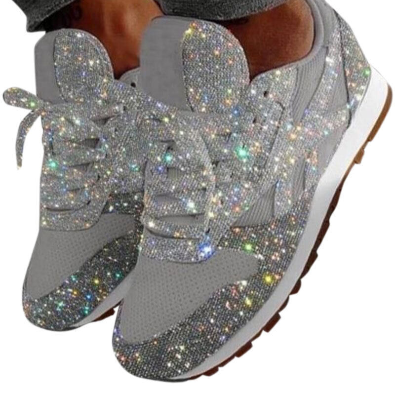 Women's Ladies Sequin Glitter Sneaker Leisure Sparkly Trainers Running Shoes.