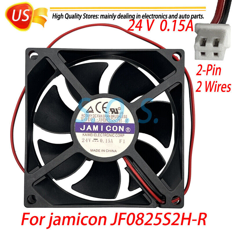 For jamicon JF0825S2H-R JF0825B2H-R Server Fan DC 24V 0.15A 80X25mm 2Wires 2-Pin