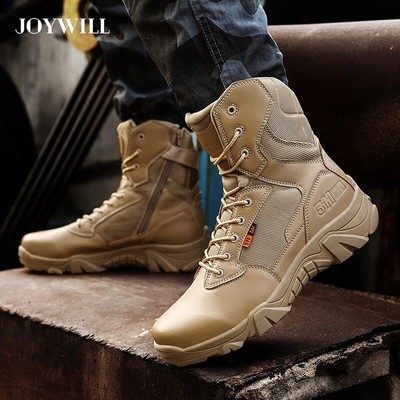 Men Military Leather Combat Boots Winter Waterproof Outdoor High