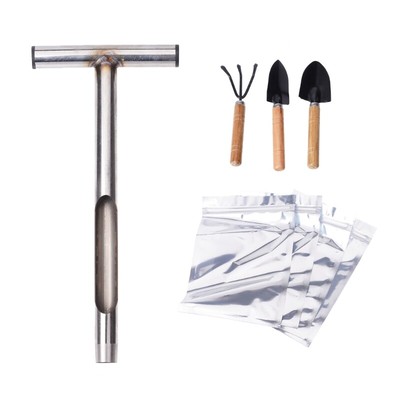 Soil Probe 12Inch with 4 Bags T-Handle Soil Sample Probe for Lawn House Plant