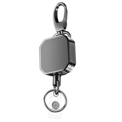 Heavy Duty Retractable Carabiner Key Chain, Badge Holder, Steel Cord Keychain