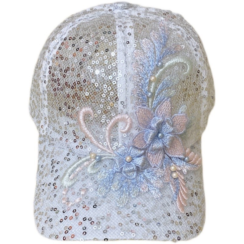 Damen Netz Baseball Kappe Pailletten Sommerhut Atmungsaktiv Sommer SPORTS Hohl