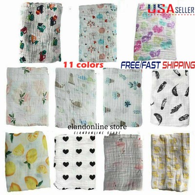 Baby Girl Boy Muslin Cotton Wrap Swaddling Blanket Newborn I