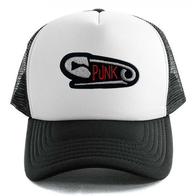 PUNK SAFETY PIN Trucker HAT + Patch Vintage Style 70s 80s