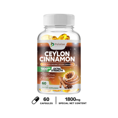 Organic Ceylon Cinnamon Capsules 1800mg - Highest Potency Blood Sugar Support