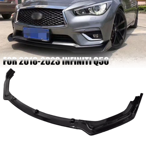 Glossy Black Front Bumper Spoiler Splitter Lip For 2018 2019 20-21 Infiniti Q50