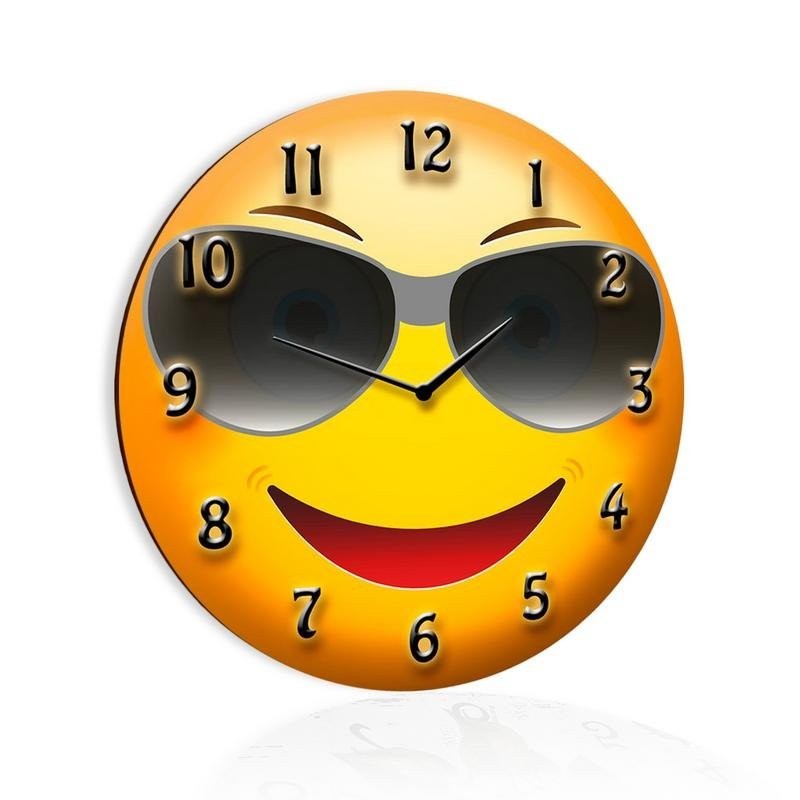 Orologio Da Parete Tondo Quarzo Muro Smile Emoticon Cool Dimensioni 30cm sus