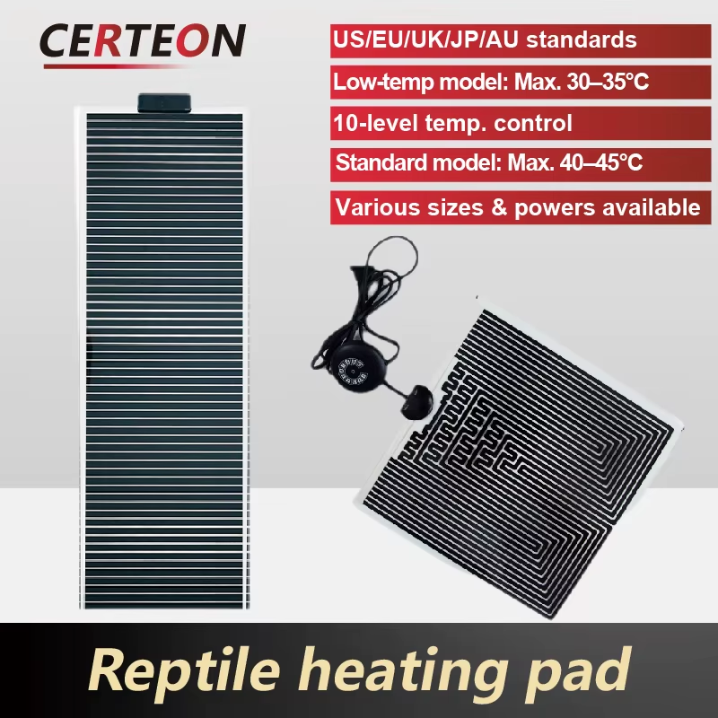 5-78W Waterproof Reptile Heating Pad 10-Level Thermostat for Turtle Terrarium Fi