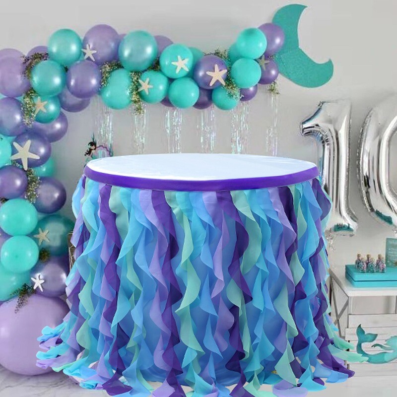 185CM Tulle Ricciolo Gonnellino Tavolo Ruffle Coperture Tavolo Decorazione Festa