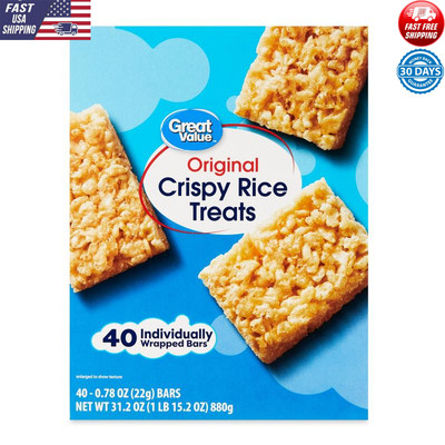Crispy Rice Treats 40 Pack Individually Wrapped Snacks Chewy Dessert Fun New