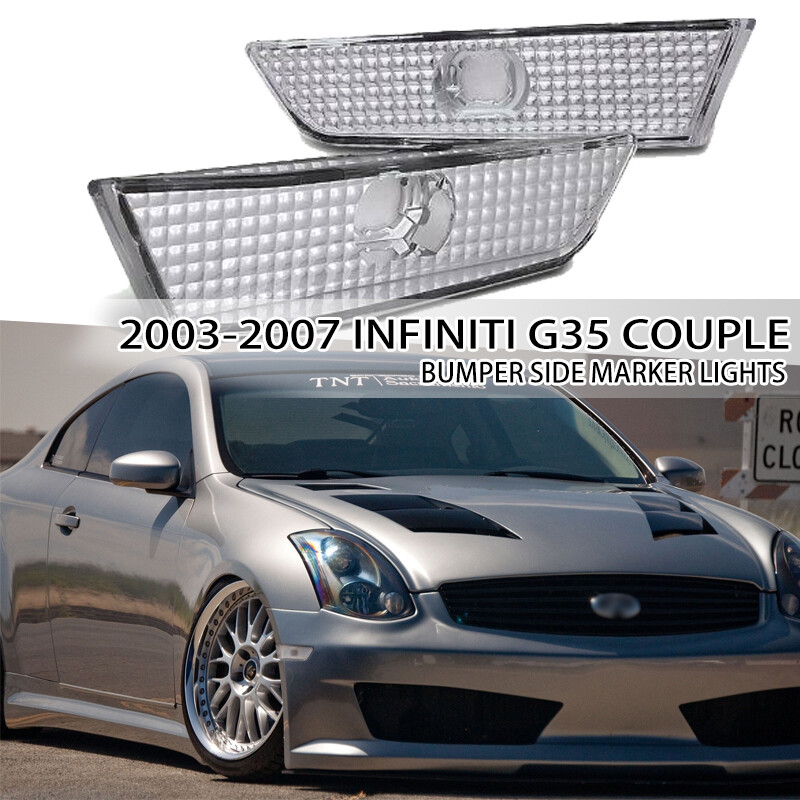 For 2003-2007 INFINITI G35 Couple Clear Lens Side Marker Lights Bumper Side Lamp