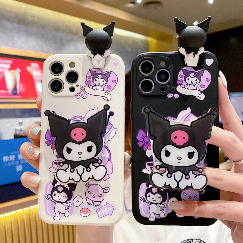 Kuromi doll phone Case Stand PVC Shockproof Silicone Protection Back Cover