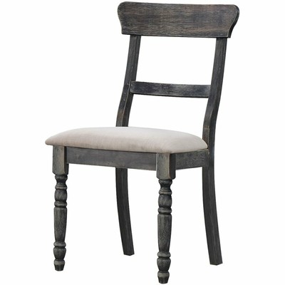 ACME Wallace 2 Pieces Dining Side Chair in Light Brown and Weathered Gray