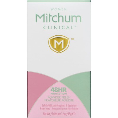 8 Mitchum Women Clinical Powder Fresh AntiPerspirant Deodorant Soft Solid 1.6oz