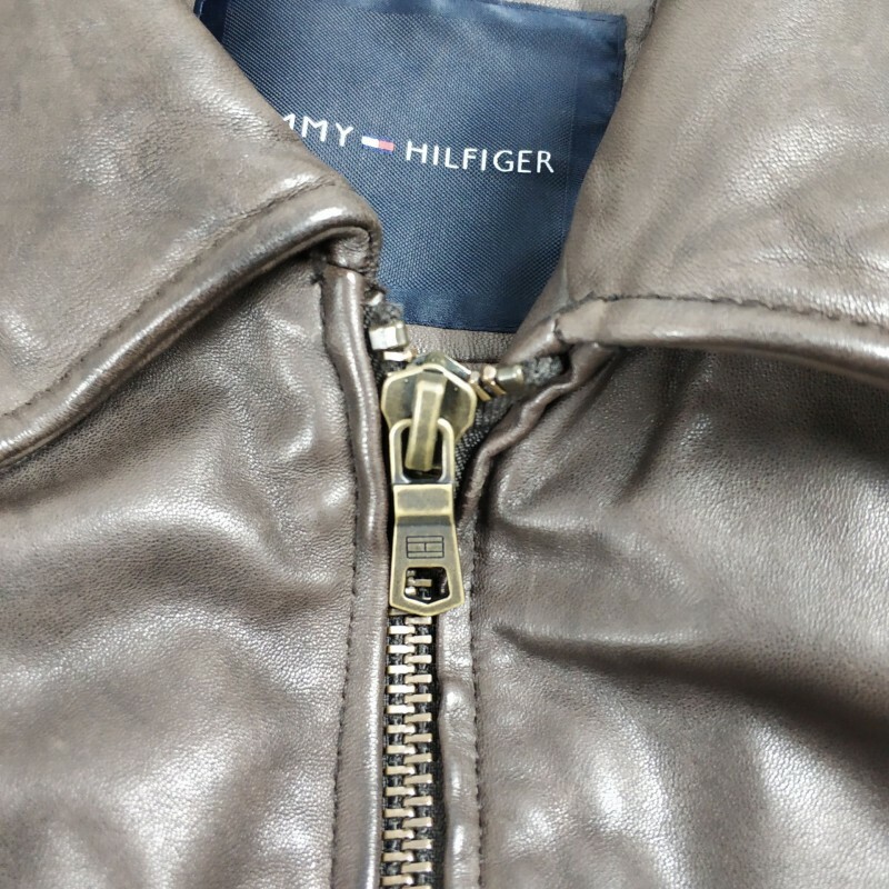 Pre-owned Tommy Hilfiger Men's Genuine Leather Aviator Bomber Jacket Brown S L Xl Xxl