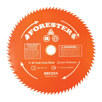 Forester 80 Tooth Brush Cutter Blade - 8'' Diameter x 1'' or 20mm Arbor