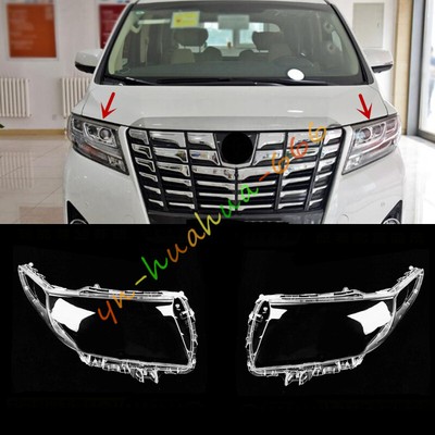 For Toyota Alphard 2015-2017 A Pair Headlight Lens Clear Cover + Glue