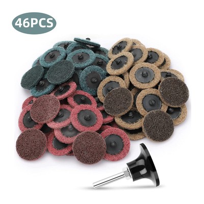 46PCS 2'' Roll Lock Sanding Discs Set W/ 1/4 Holder Die Grinder Quick Change Disc