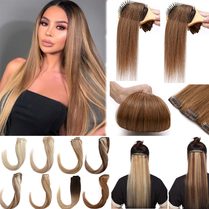 Clearance 100% Remy Human Clip In Hair Extensions 8 Pieces Full Head Many Color