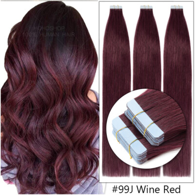 Ombre THICK Tape In 100% Human Remy Hair Extensions Skin Weft Wavy Beeline Honey