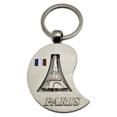 Paris Eiffel Tower Keychain Souvenir Spinner Key Ring Travel Tourist France Flag
