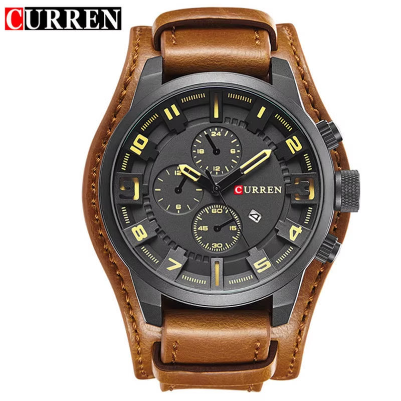 New Watches  Luxury Brand Men Watch Leather Strap Fashion Quartz-Watch Casual Sp