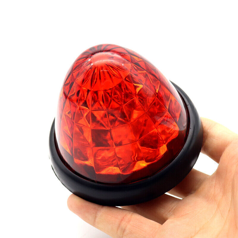 4X Red Round LED Side Marker Beehive Cone Lights for Peterbilt Truck Trailer 12V
