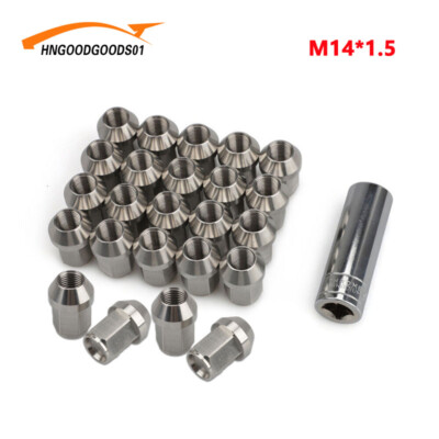 24pcs M14*1.5 Stainless Steel Wheel Nuts Lug Nuts Hex 19mm Length 35mm Universal
