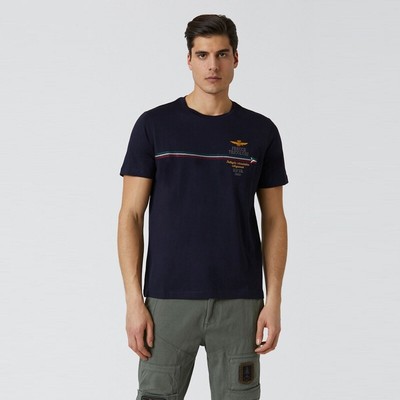 

Мужская футболка Aeronautica Militare TS2078 Темно-синяя пилот Триколор Стрелки, Navy blue