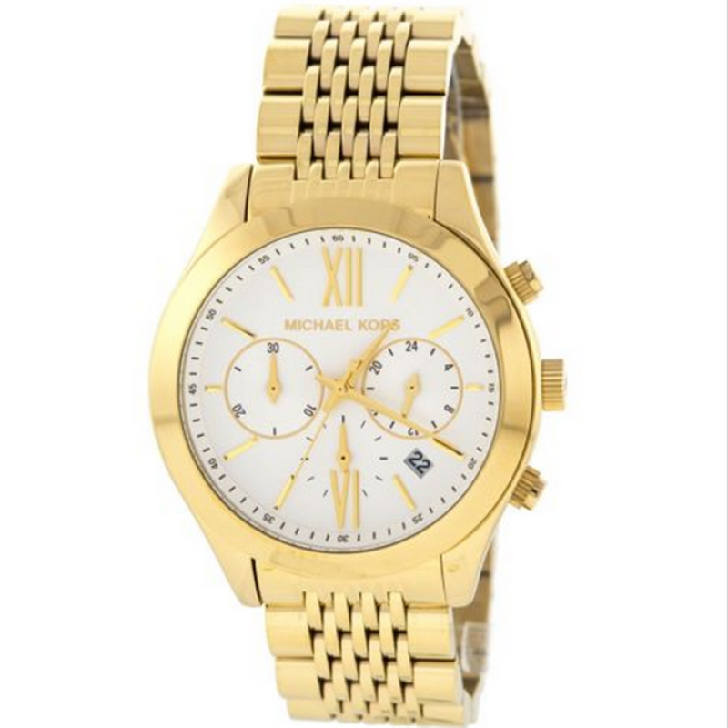 Pre-owned Michael Kors Brookton Gold Tone,roman 's Dial,chronograph Bracelet Watch Mk5762