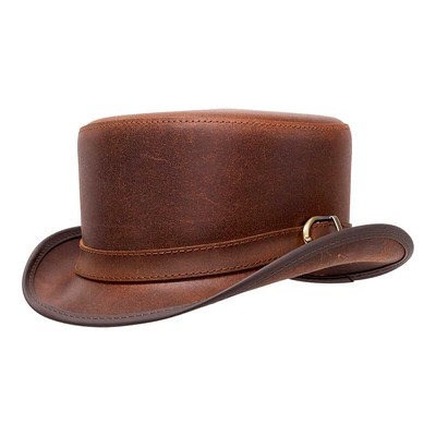 El Dorado Deadman Biker Hat with Classic Buckle Band Steampunk Leather Top Hat