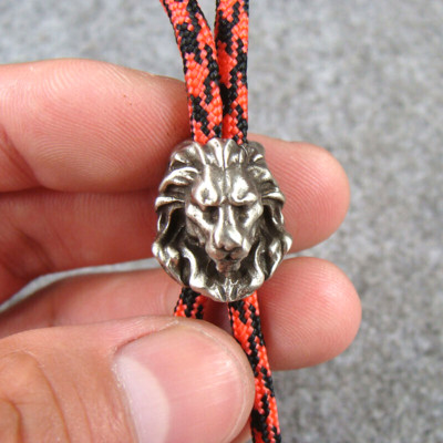 White Copper Lion Head Lanyard Bead Knife Paracord Beads Pendant Bracelet Beads