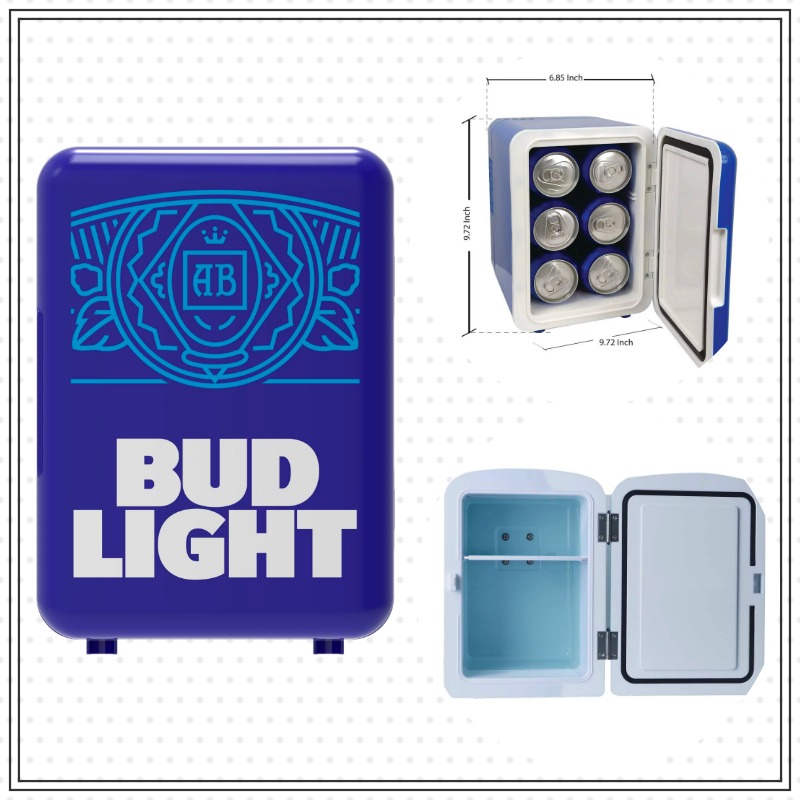 Bud Light 6 Can Mini Portable Compact Personal Fridge Cooler 4 Liters Blue NEW